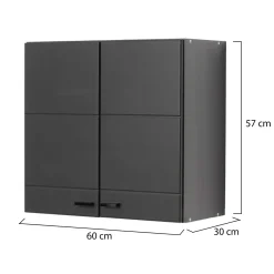 Dispensa da Cucina Nero Antracite un Ripiano 2 Ante 60x30x57h cm, 2 Vani - Palmiano