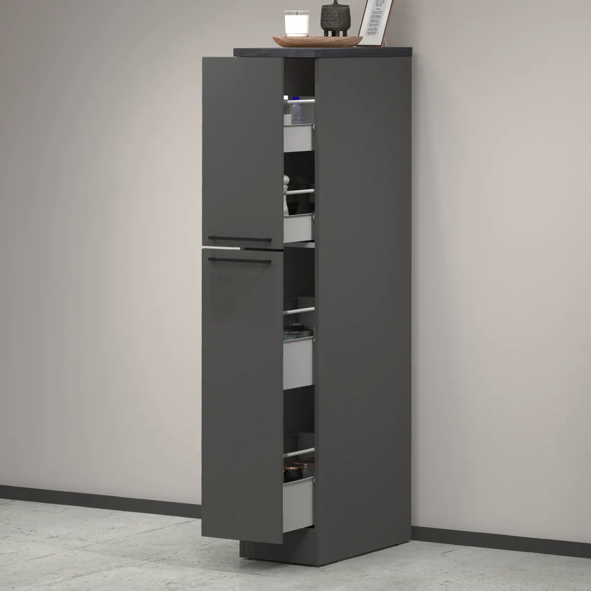 Dispensa multiuso 2 ante 30x165h cm antracite e ardesia - Atrax