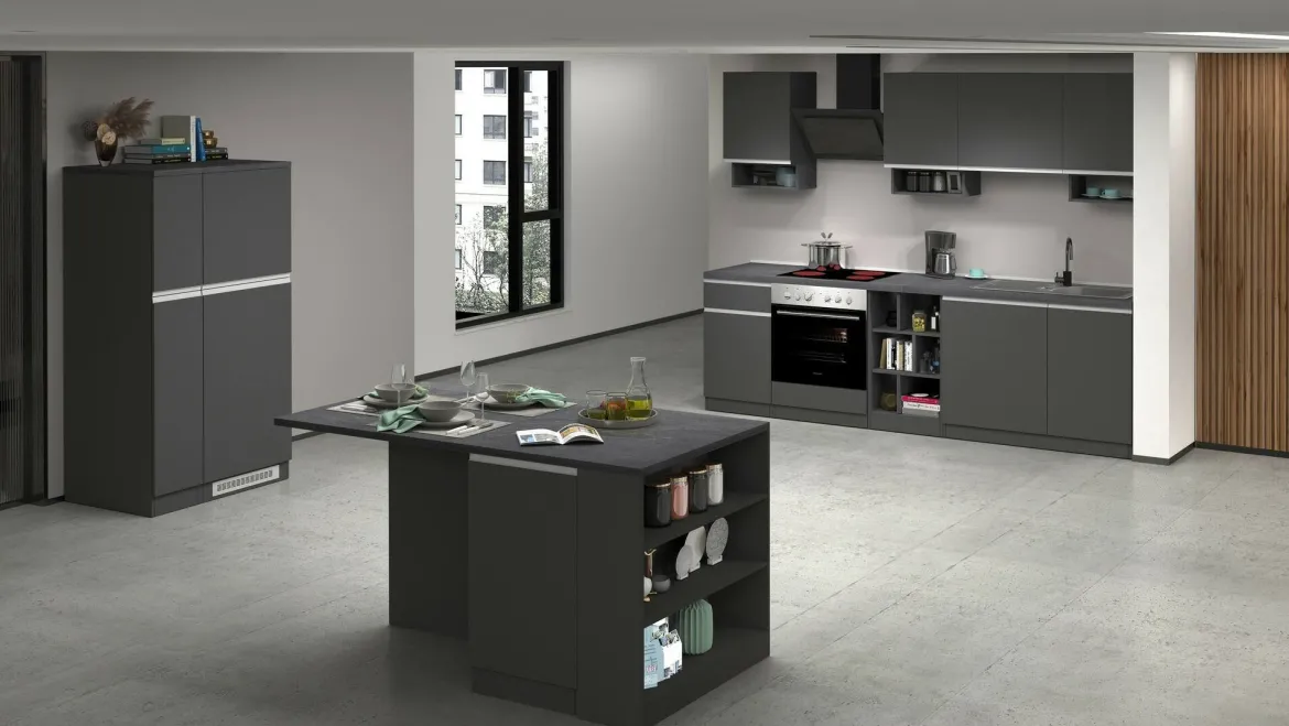 Dispensa multiuso 2 ante 30x165h cm antracite e ardesia - Atrax