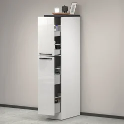 Dispensa multiuso 2 ante 30x165h cm bianco lucido e ardesia - Atrax