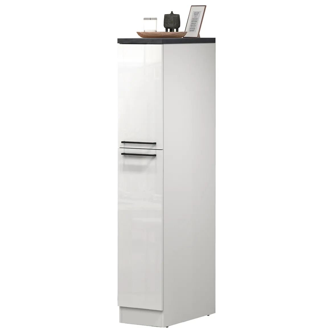 Dispensa multiuso 2 ante 30x165h cm bianco lucido e ardesia - Atrax