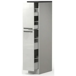 Dispensa multiuso 2 ante 30x165h cm bianco lucido e ardesia - Atrax