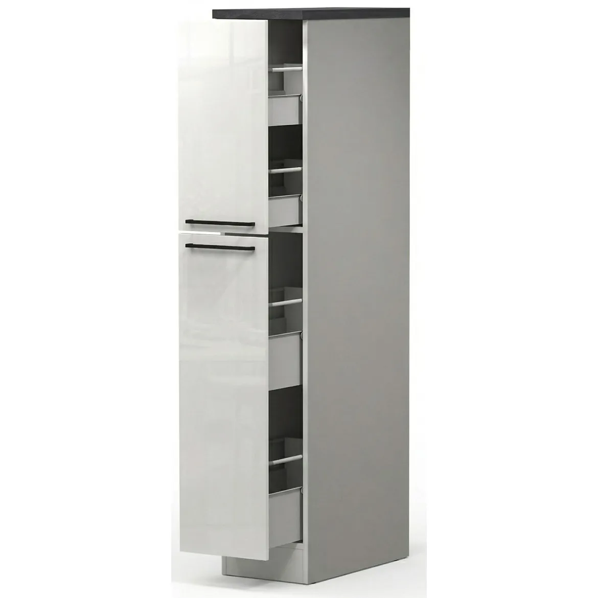 Dispensa multiuso 2 ante 30x165h cm bianco lucido e ardesia - Atrax