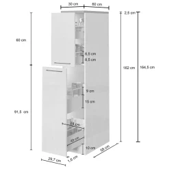 Dispensa multiuso 2 ante 30x165h cm bianco lucido e ardesia - Atrax