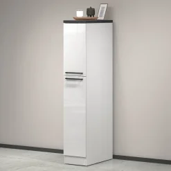 Dispensa multiuso 2 ante 30x165h cm bianco lucido e ardesia - Atrax
