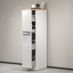 Dispensa multiuso 2 ante 30x165h cm bianco lucido e rovere - Atrax