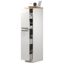 Dispensa multiuso 2 ante 30x165h cm bianco lucido e rovere - Atrax