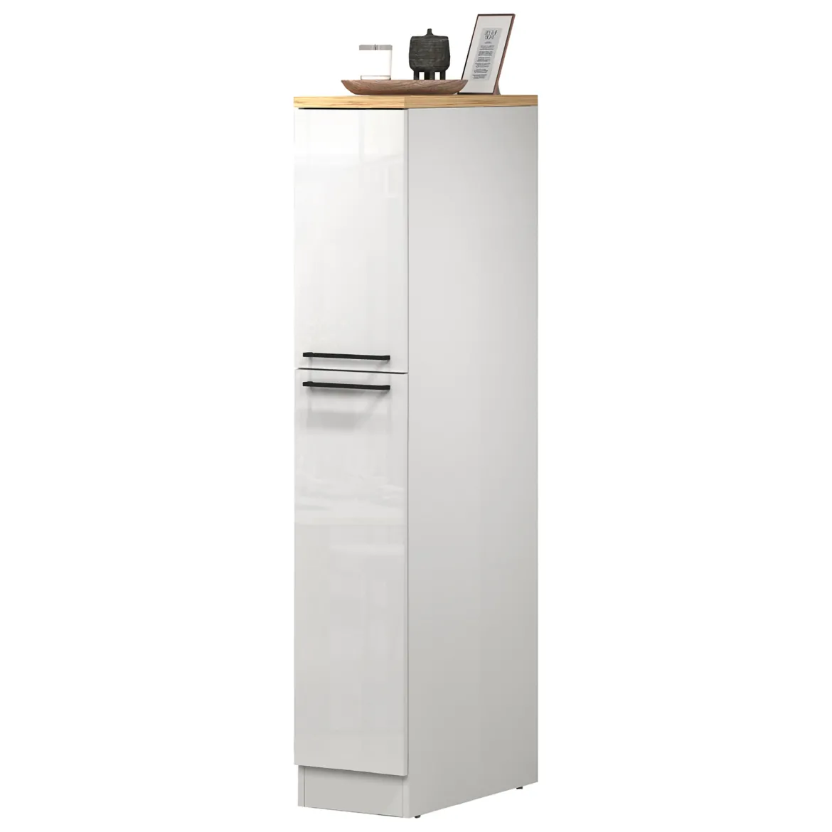 Dispensa multiuso 2 ante 30x165h cm bianco lucido e rovere - Atrax