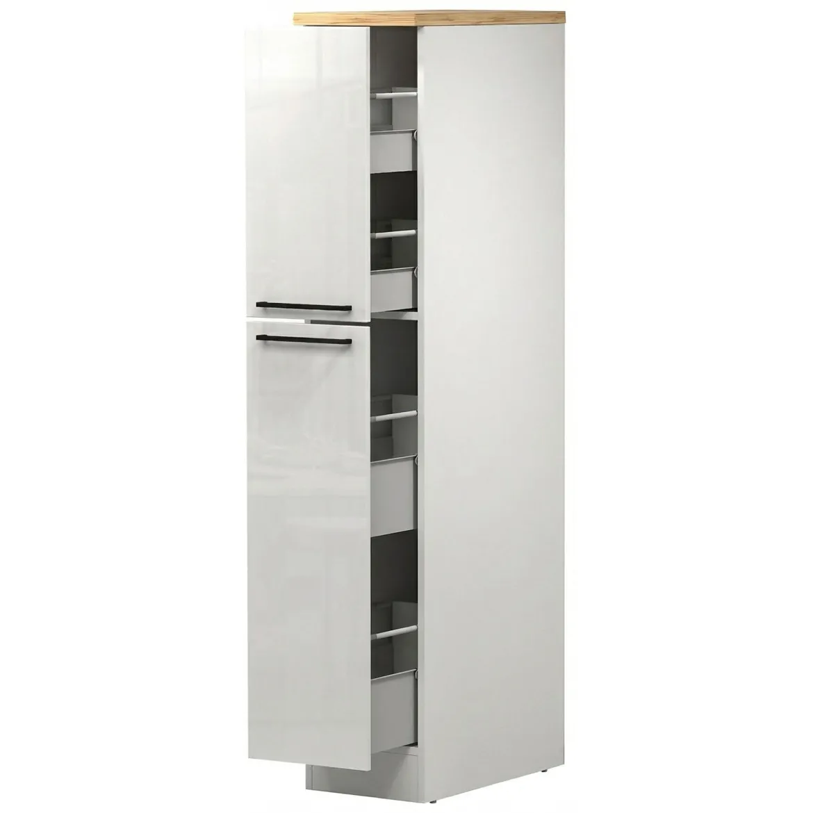 Dispensa multiuso 2 ante 30x165h cm bianco lucido e rovere - Atrax