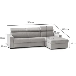 Divano angolare grigio 280x95x85h cm - Ameno