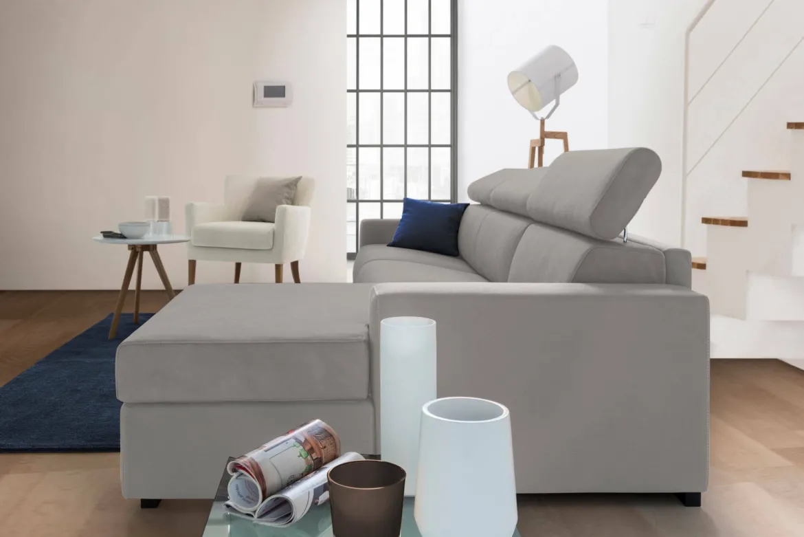 Divano angolare grigio 280x95x85h cm - Ameno