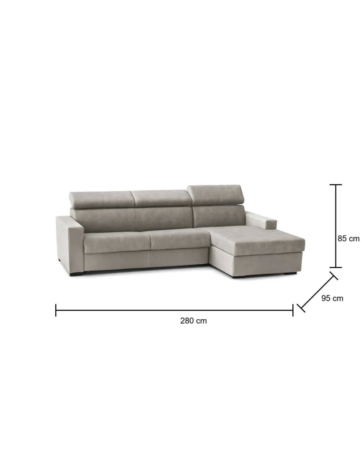 Divano angolare tortora 260x95x85h cm - Angera