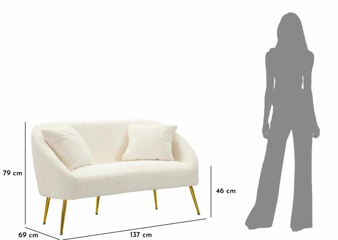 Divano classico bianco e oro 137x69x79h cm - Pittari