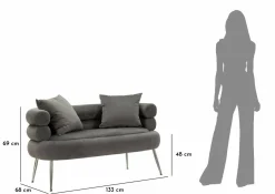 Divano classico grigio e argento 133x68x69h cm - Casier