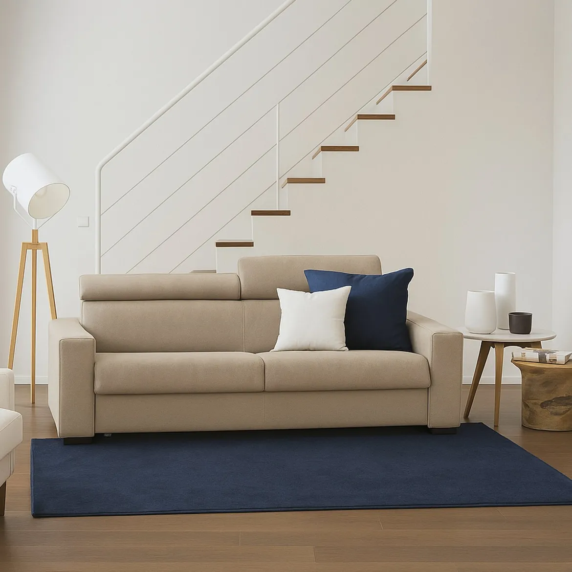 Divano con braccioli beige 160x95x85h cm - Nukualofa