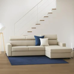 Divano con braccioli beige 260x95x85h cm - Angera