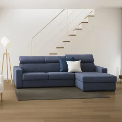 Divano con braccioli blu 300x170x70h cm - Ananas