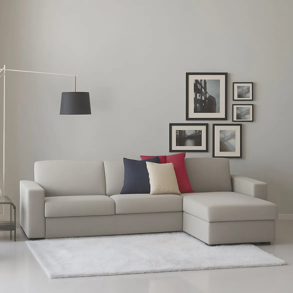 Divano con braccioli grigio 340x170x70h cm - Asvaldo