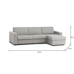 Divano con braccioli grigio 340x170x70h cm - Asvaldo