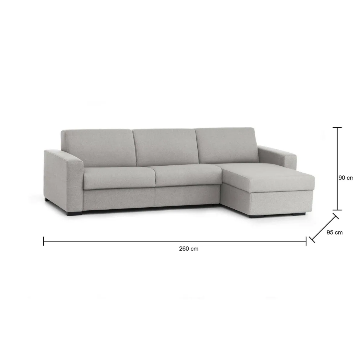 Divano con braccioli grigio 340x170x70h cm - Asvaldo