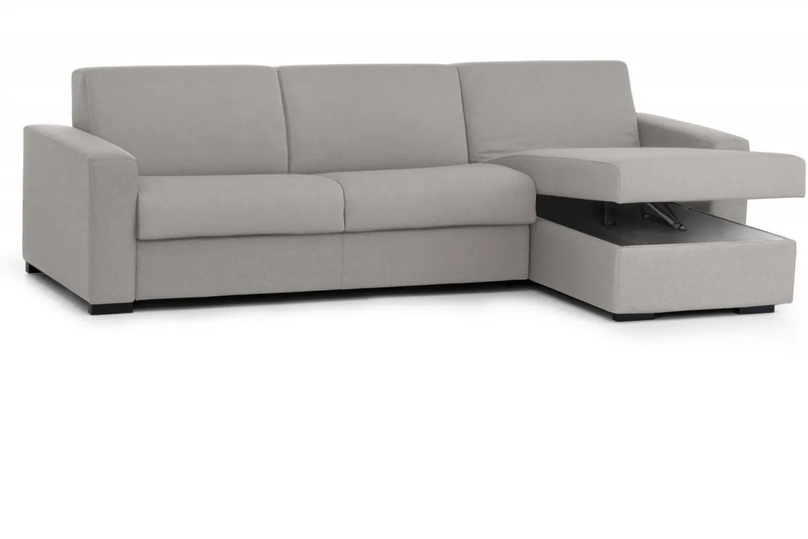 Divano con braccioli grigio 340x170x70h cm - Asvaldo
