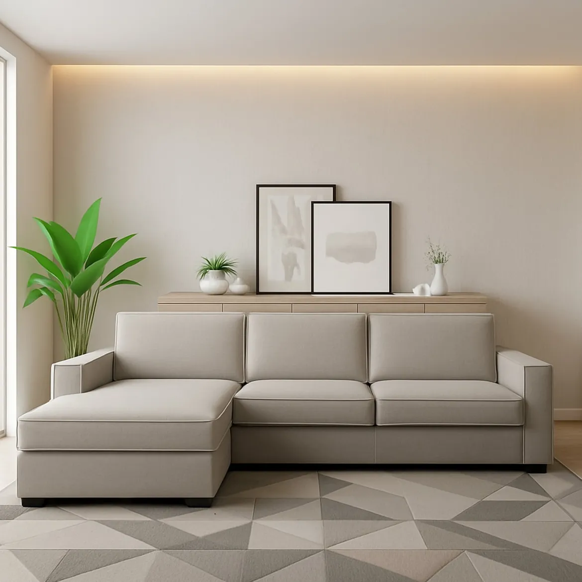 Divano con braccioli tortora 280x95x85h cm - Akela