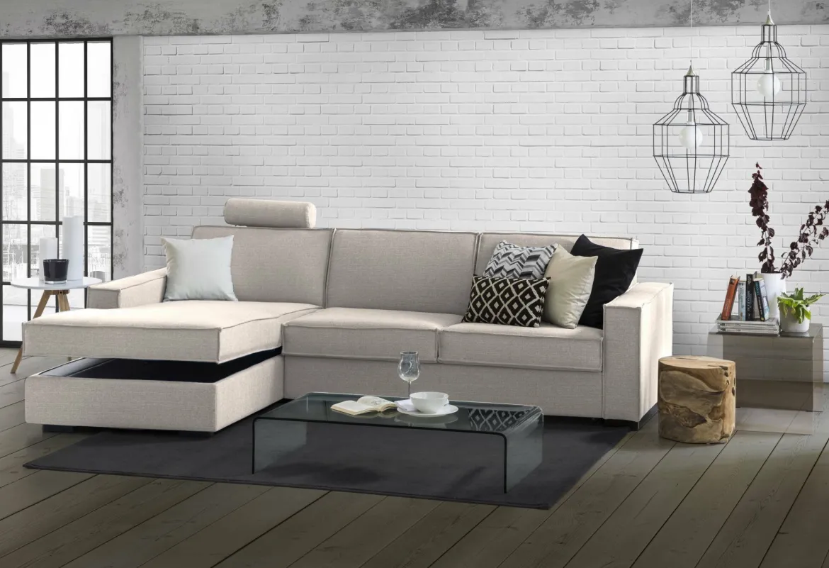 Divano con braccioli tortora 280x95x85h cm - Akela