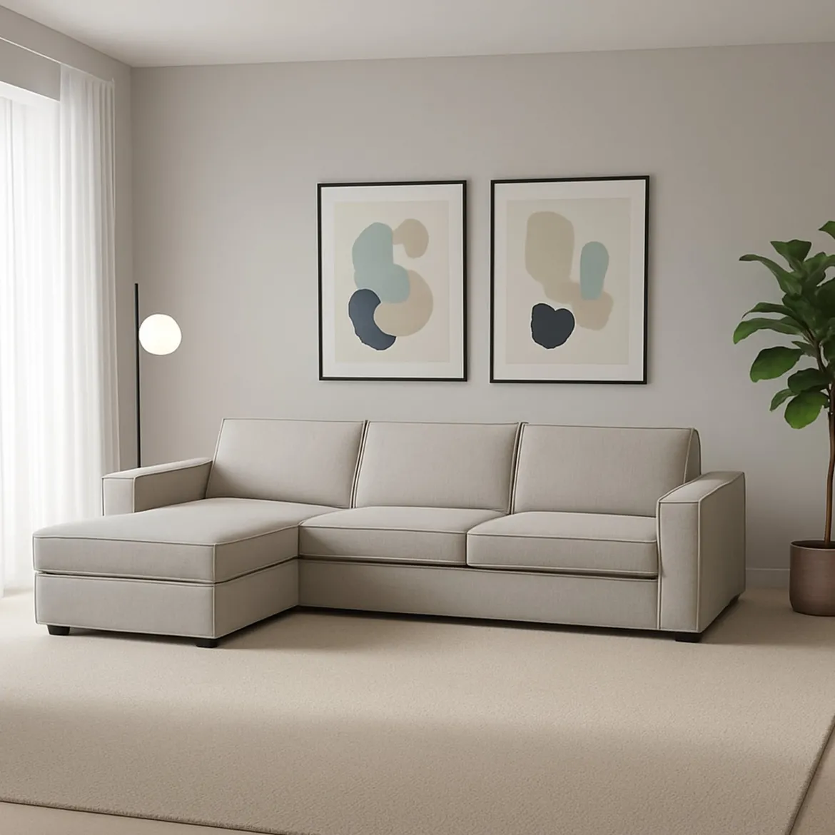 Divano con braccioli tortora 340x170x70h cm - Atrillo