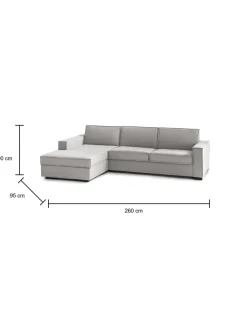 Divano con contenitore grigio 260x95x90h cm - Sodalite