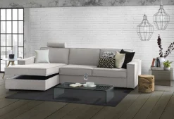 Divano con contenitore grigio 260x95x90h cm - Sodalite