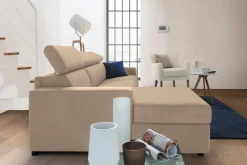 Divano con penisola beige 280x95x85h cm - Akela