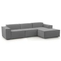 Divano con penisola grigio 300x170x70h cm - Ananas