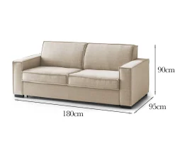 Divano con portacuscini beige 180x95x90h cm - Ayramah