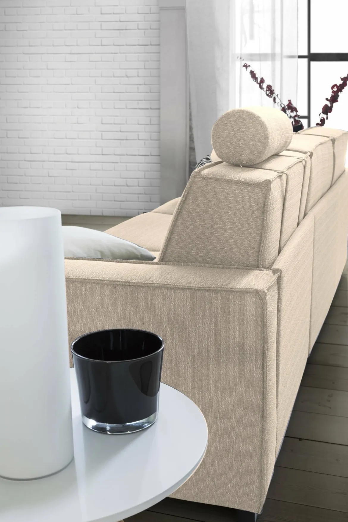Divano contenitore beige 160x95x90h cm - Aglientu