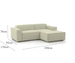 Divano design beige 240x170x70h cm - Ameli