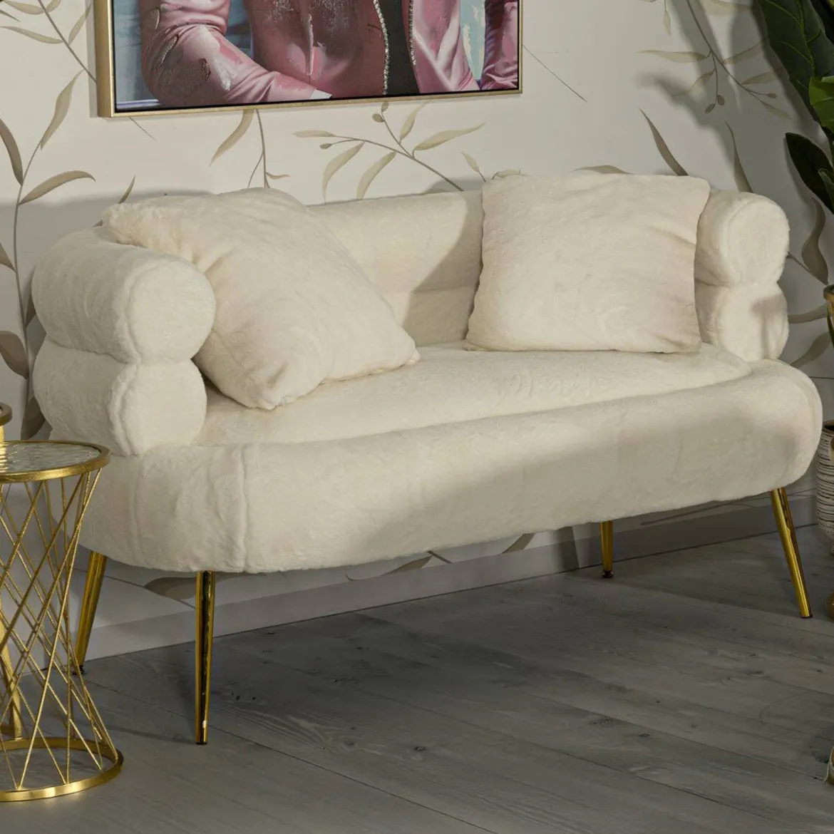 Divano design bianco e oro 133x68x69h cm - Casier
