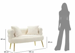 Divano design bianco e oro 133x68x69h cm - Casier