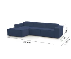 Divano design blu 300x170x70h cm - Alganibra