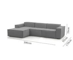 Divano design grigio 300x170x70h cm - Alganibra