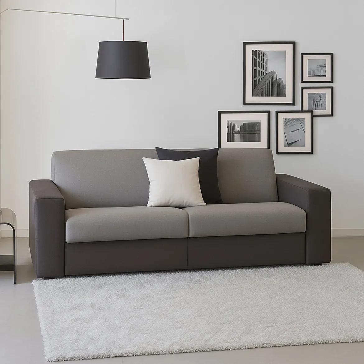 Divano elegante grigio e antracite 200x95x90h cm - Azier