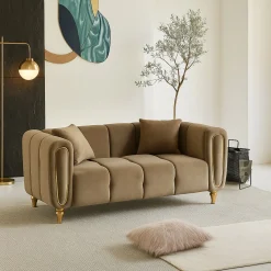 Divano elegante grigio e oro 81x155x71h cm - Gandolfo