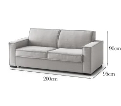 Divano elegante grigio 200x95x90h cm - Eletta