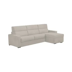Divano Fisso con Penisola Beige Sfoderabile Reversibile 280x160 cm, Idrorepellente Multiposizione Made in Italy - Vigonovo