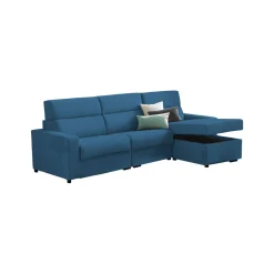 Divano Fisso con Penisola blu Sfoderabile Reversibile 285x160 cm, Idrorepellente Multiposizione Made in Italy - Ceto