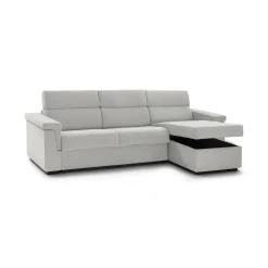 Divano Fisso con Penisola Grigio Chiaro Sfoderabile Idrorepellente 285x160 cm, Lavabile Made in Italy - Cintano