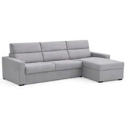 Divano Fisso con Penisola Grigio Sfoderabile Reversibile 285x160 cm, Idrorepellente Multiposizione Made in Italy - Ceto