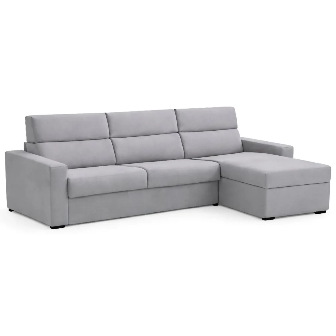 Divano Fisso con Penisola Grigio Sfoderabile Reversibile 280x160 cm, Idrorepellente Multiposizione Made in Italy - Vigonovo