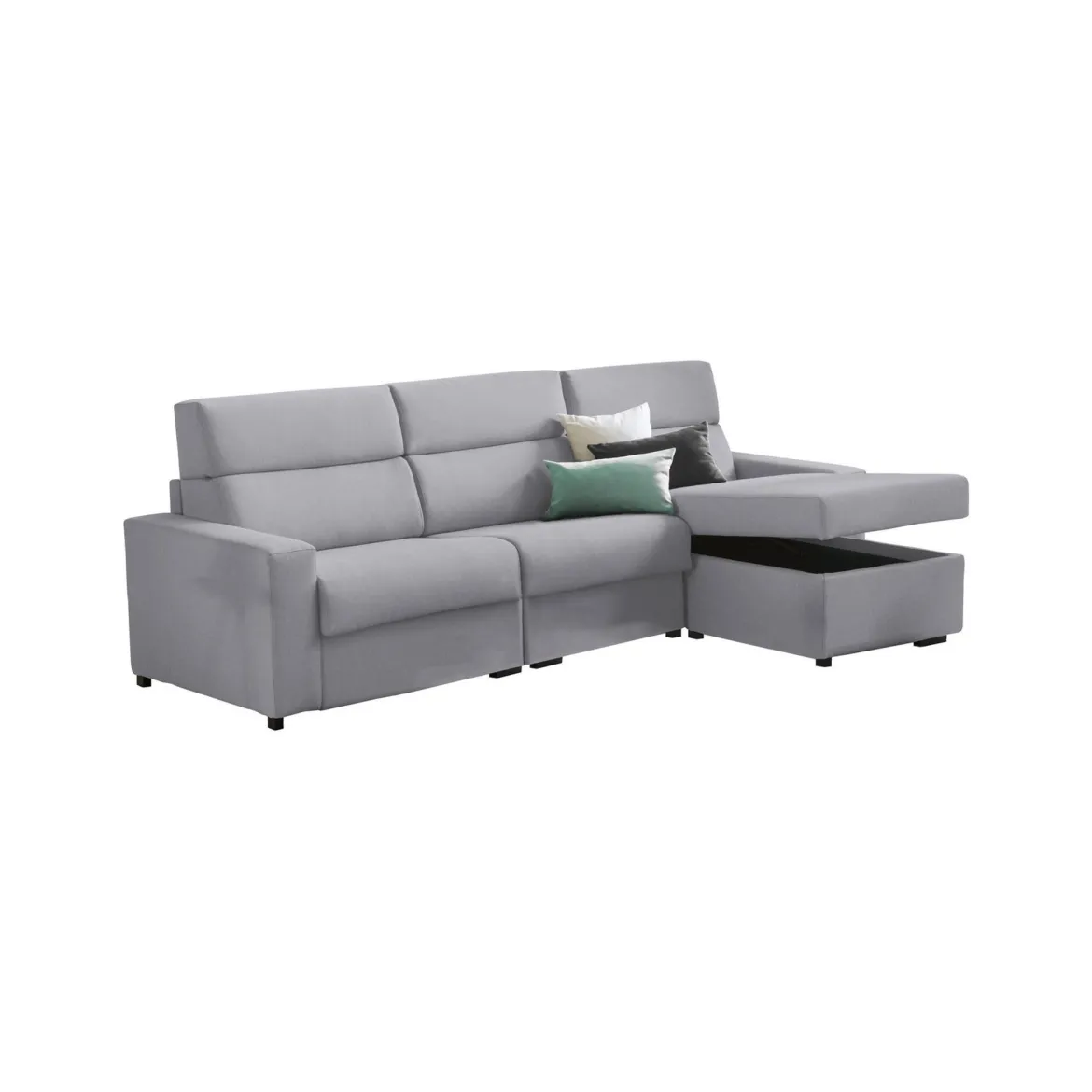 Divano Fisso con Penisola Grigio Sfoderabile Reversibile 280x160 cm, Idrorepellente Multiposizione Made in Italy - Vigonovo