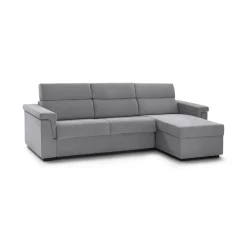 Divano Fisso con Penisola Grigio Sfoderabile Reversibile 285x160 cm, Idrorepellente Multiposizione Made in Italy - Cintano