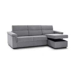 Divano Fisso con Penisola Grigio Tortora Sfoderabile Reversibile 260x160 cm, Idrorepellente Multiposizione Made in Italy - Posina